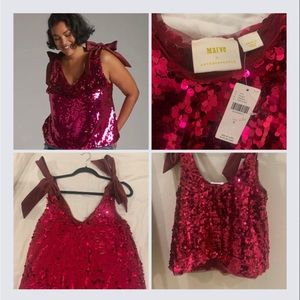 NWT Anthropologie Maeve top. Pink sequins, size small. Perfect for taylor swift!